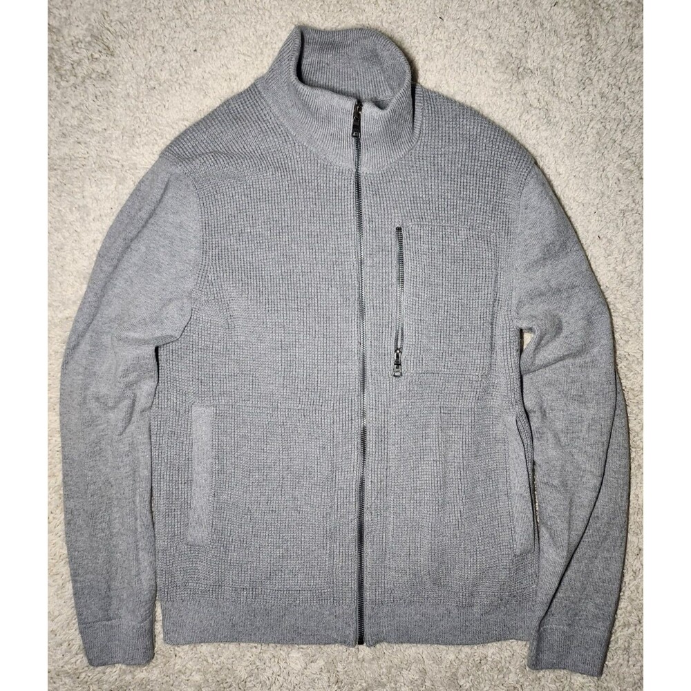 Banana Republic Men’s Small Grey Plaited Ribbed Full Zip Sweater Jacket